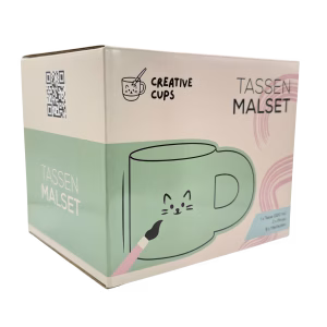 Eine dicke Tasse aus Keramik zum bemalen für kreative Abende