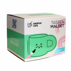 Eine dicke Tasse aus Keramik zum bemalen für kreative Abende