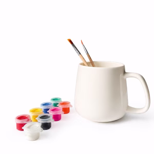 Tassen bemalen Set Bella mit Keramiktasse, Farben und Pinseln – DIY Set zum selbst gestalten